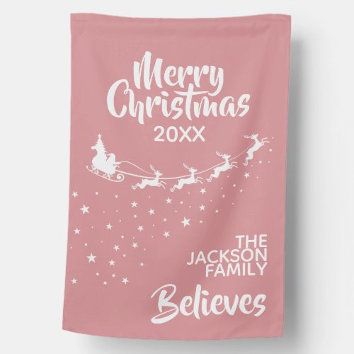 Christmas Santas sleigh reindeers holiday believe House Flag