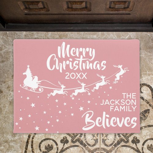 Christmas Santas sleigh reindeers holiday Doormat