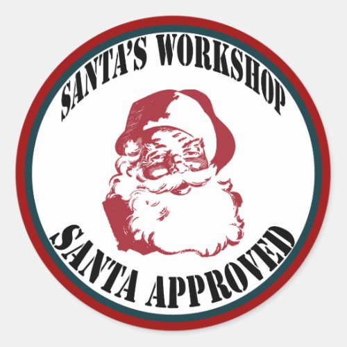 Christmas Santas Workshop Santa Approved Classic Round Sticker