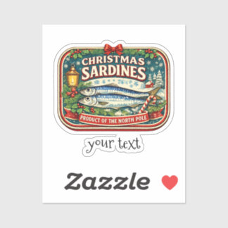 Christmas Sardine Can Vintage Retro North Pole Sticker