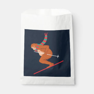 christmas sasquatch bigfoot yeti ski favor bag