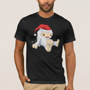 Christmas Sasquatch Doll With a Red Santa Hat T-Shirt