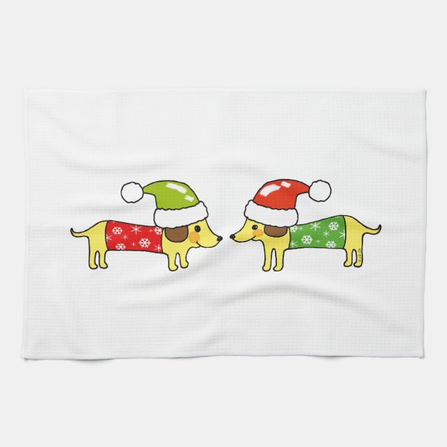 Christmas sausage dogs towel (Horizontal)