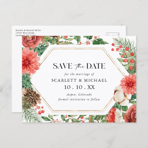 Christmas Save The Date Announcement Postcard