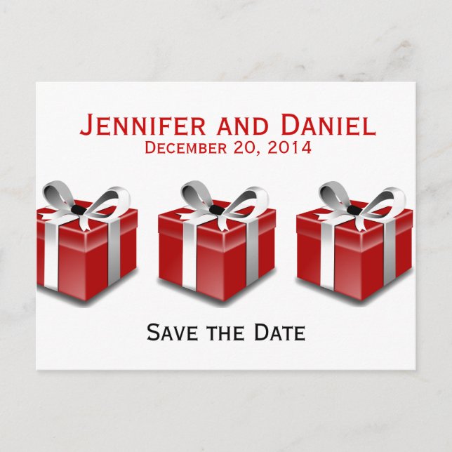 Christmas Save the Date Announcements Presents (Front)