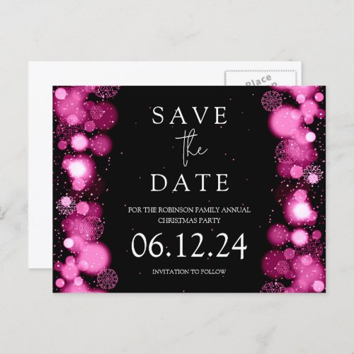 Christmas Save The Date Gold Winter Rose Gold Announcement Postcard