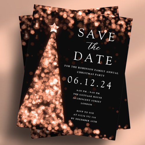 Christmas Save The Date Rose Gold Glam Invite Flyer
