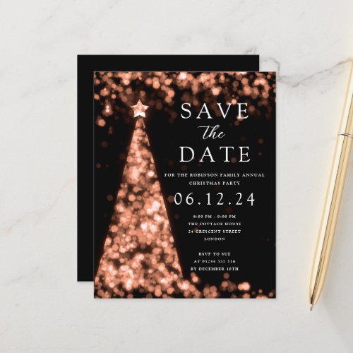 Christmas Save The Date Rose Gold Tree Invite