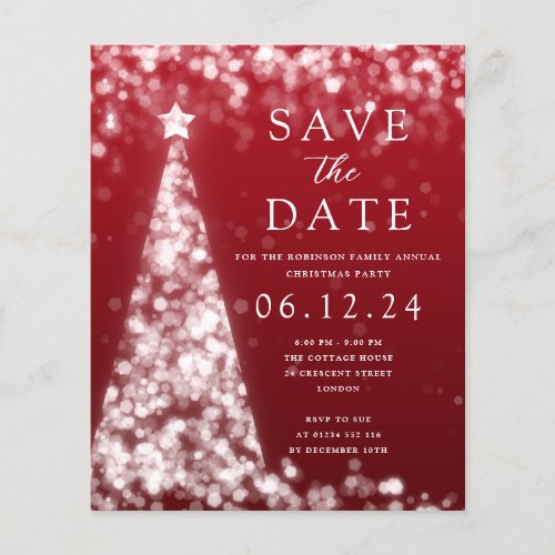 Christmas Save The Date Silver Glam Red Invite Flyer