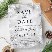 Christmas Save The Date Silver Winter Wonder  Announcement Postcard