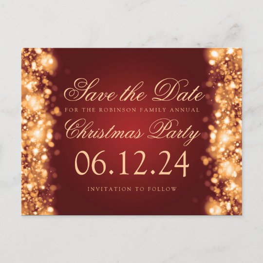 Glam Gold Red Save the Date Elegant Birthday Party Announcement ...