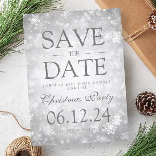Christmas Save The Date Winter Silver Announcement Postcard