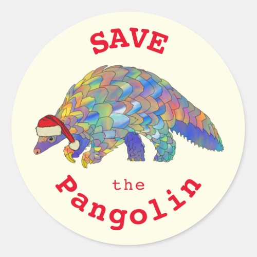 Christmas Save the Pangolin  Classic Round Sticker