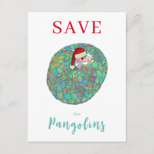 Christmas Save the Pangolin Cute Animal Holiday Postcard