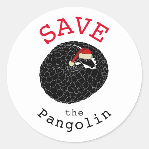 Christmas Save the Pangolin Slogan Classic Round Sticker