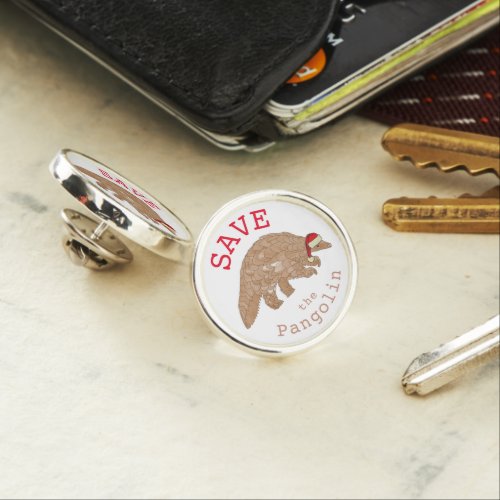 Christmas Save the Pangolin Slogan Lapel Pin