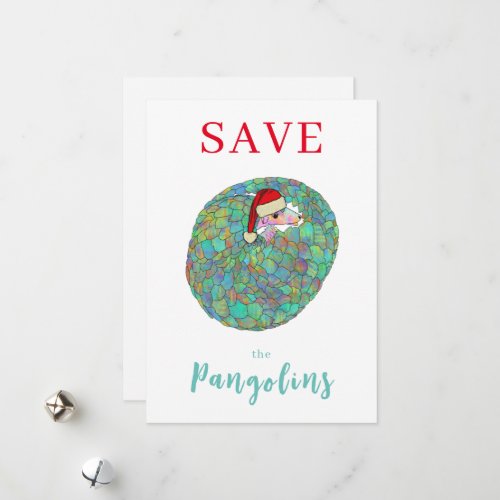 Christmas Save the Pangolins Slogan Personalized Holiday Card