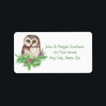 Christmas Saw Whet Owl Bird Nature Custom Art Label<br><div class="desc">Original watercolor of a Christmas Saw Whet  Bird Nature art to Customize</div>