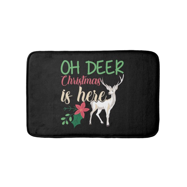 christmas saying deer christmas moose saying bath mat (Front)