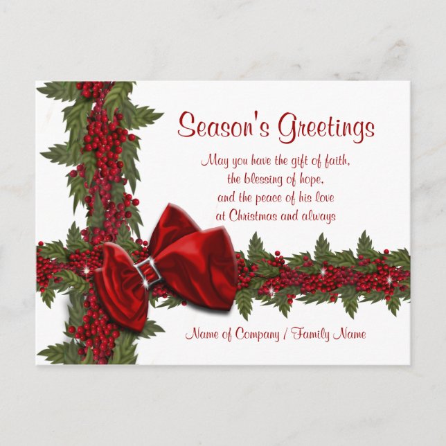 Christmas sayings Xmas Corporate thanks Holiday Postcard (Front)