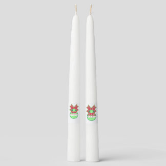Christmas Scalloped Stripe Taper Candles