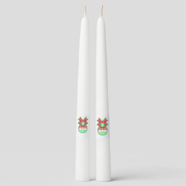 Christmas Scalloped Stripe Taper Candles (Front)