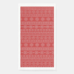 Christmas scandinavia knitwear red white snowflake paper guest towels
