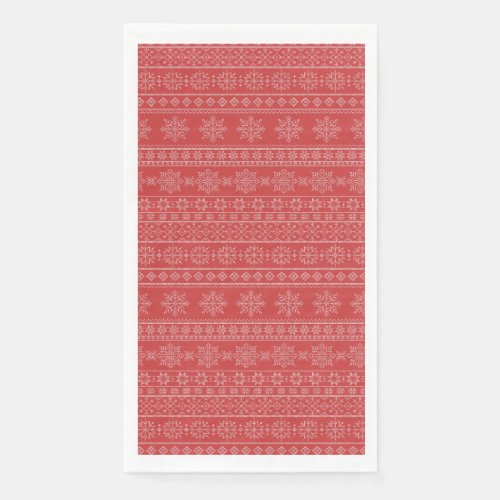 Christmas scandinavia knitwear red white snowflake paper guest towels