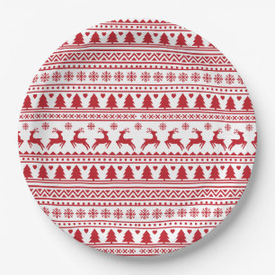 Christmas scandinavian classic pattern paper plates