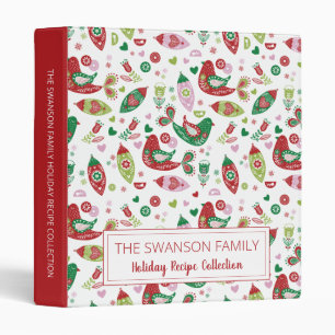 Christmas Scandinavian Folk Art Recipe Organizer 3 Ring Binder