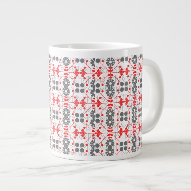 Christmas Scandinavian Folk Art Runic Pattern Giant Coffee Mug (Front Right)