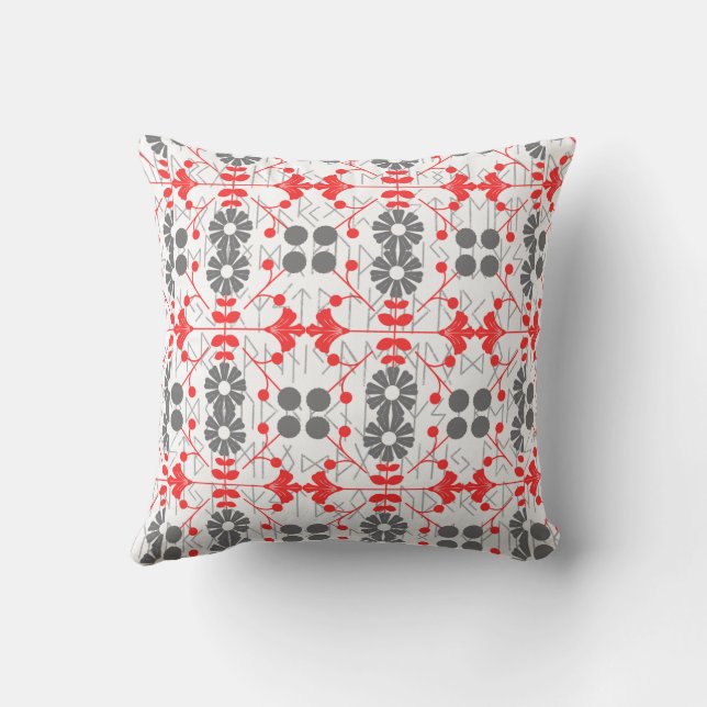 Christmas Scandinavian Folk Art Runic Pattern Throw Pillow (Back)