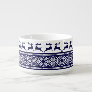 Christmas, Scandinavian Folk Blue and White Bowl