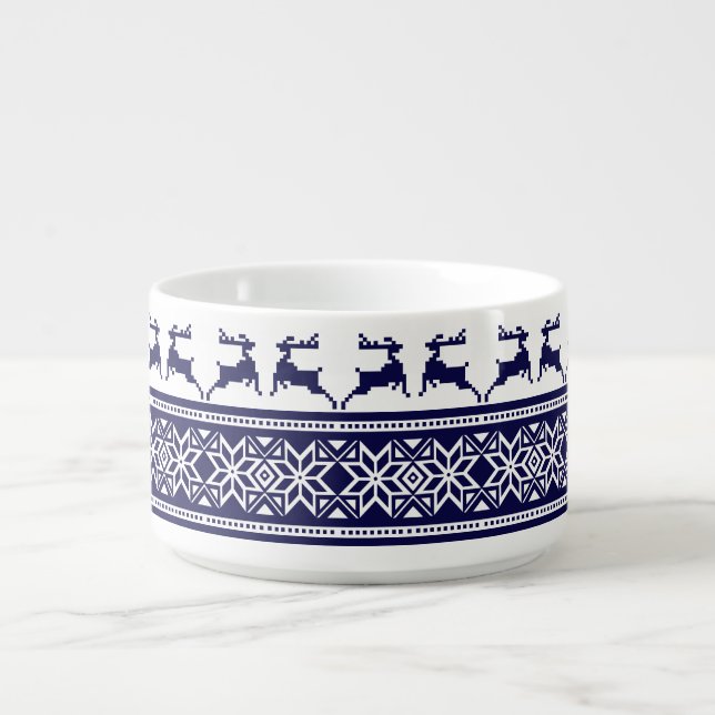 Christmas, Scandinavian Folk Blue and White Bowl (Center)