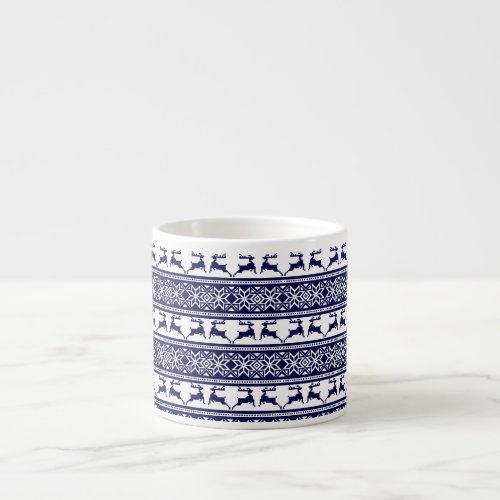 Christmas Scandinavian Folk Blue and White Espresso Cup