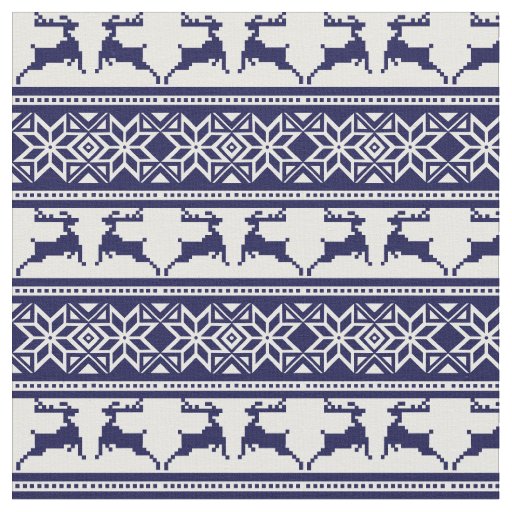 Christmas, Scandinavian Folk Blue and White Fabric