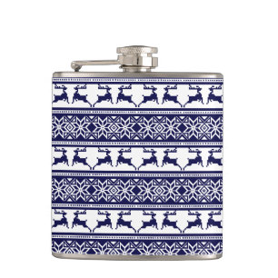 Christmas, Scandinavian Folk Blue and White Flask