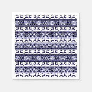 Christmas, Scandinavian Folk Blue and White Napkins