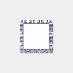Christmas, Scandinavian Folk Blue and White Post-it Notes