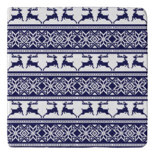 Christmas, Scandinavian Folk Blue and White Trivet