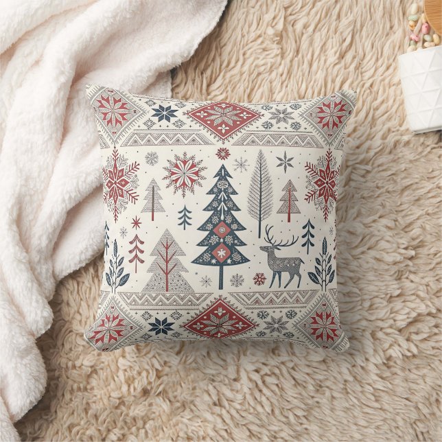 Christmas Scandinavian Geometric Minimalist Throw Pillow (Blanket)