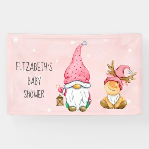 Christmas Scandinavian Gnomes Baby Shower Banner