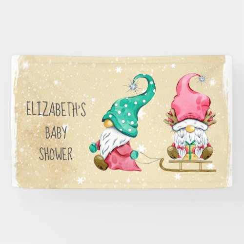 Christmas Scandinavian Gnomes Baby Shower Banner