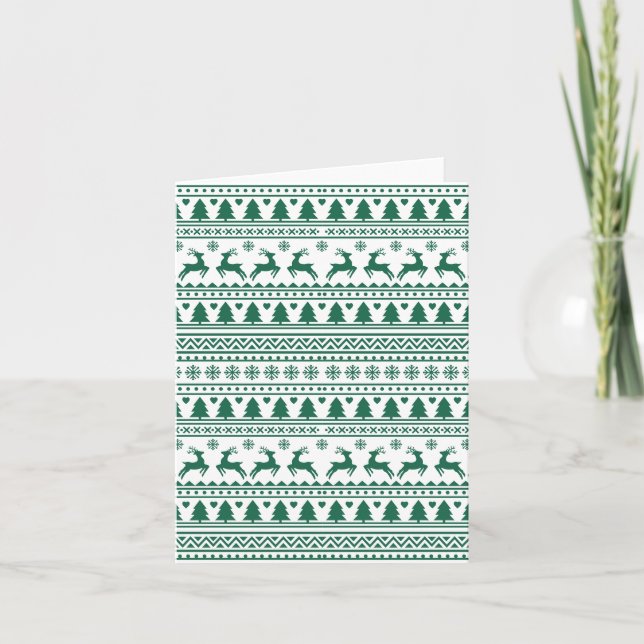 Christmas scandinavian green classic pattern  card (Front)