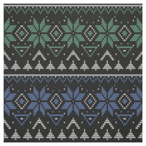 Christmas , Scandinavian, knitted pattern,  black Fabric