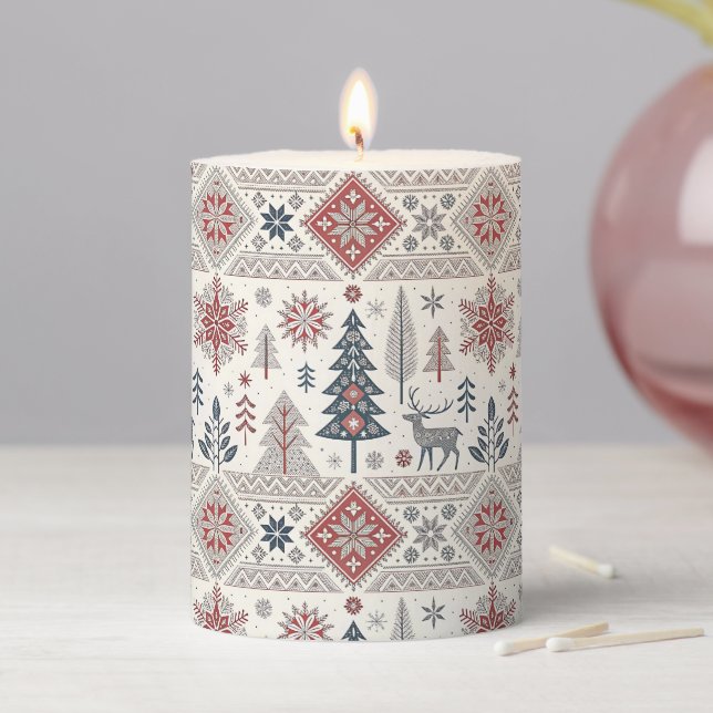 Christmas Scandinavian Minimalist  Pillar Candle (In Situ)