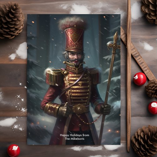 Christmas Scandinavian Nutcracker Folk Art  Holiday Card