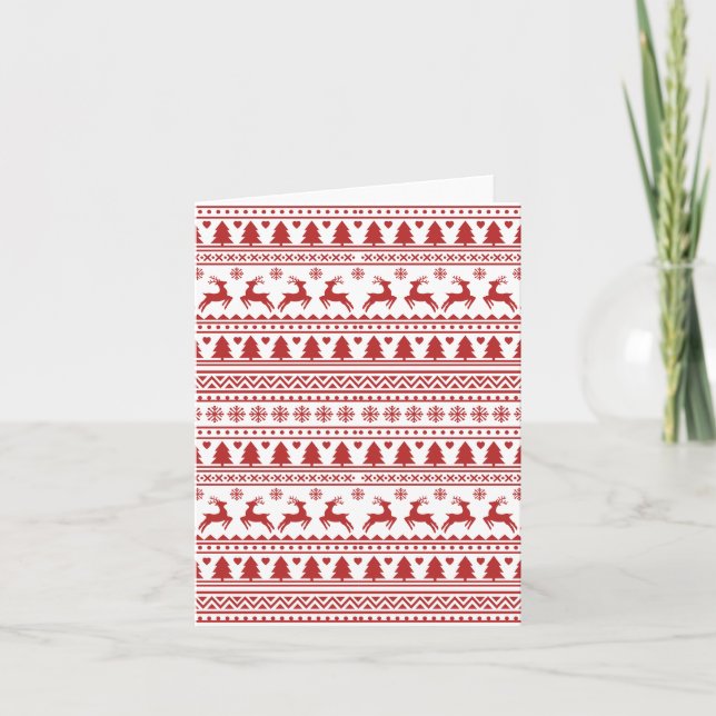 Christmas scandinavian red classic pattern  card (Front)