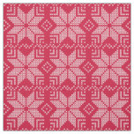 Christmas, Scandinavian, red, white, snowflakes Fabric