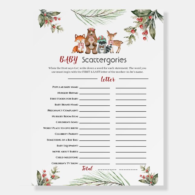Christmas Scattergories Baby Shower Game Foam Board (Front)